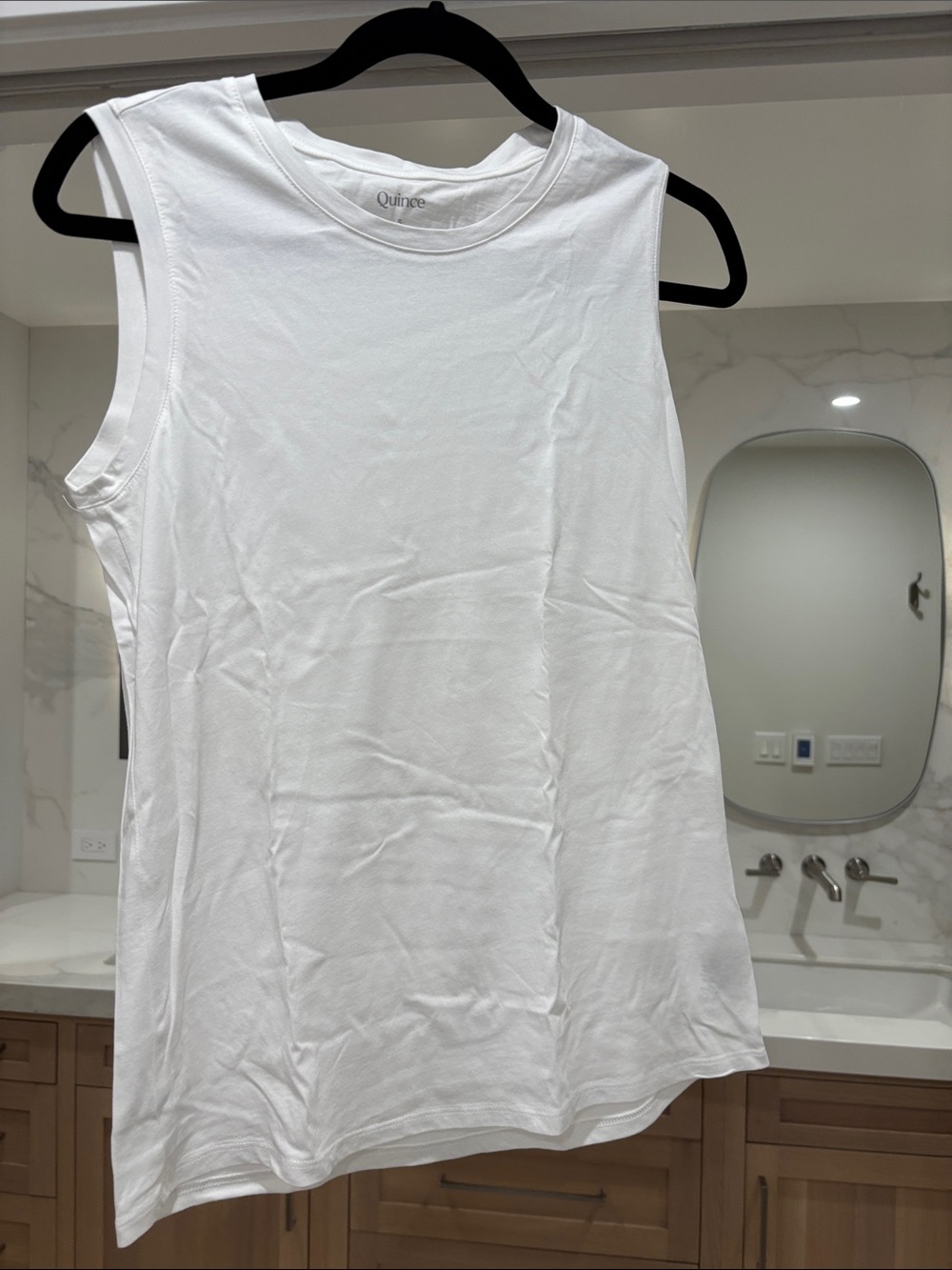 Quince White Sleeveless Crewneck Tank
